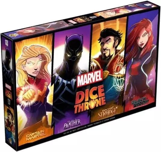 Couverture du jeu Dice Throne Marvel - Black Panther, Captain Marvel, Black Widow, Dr Strange